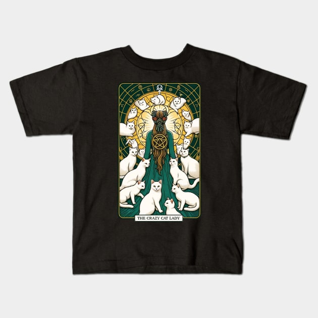 The Crazy Cat Lady Kids T-Shirt by L.C. Tarot